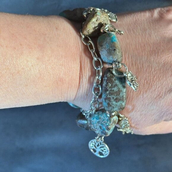 Crescent Valley Turquoise Nugget Bracelet Natural Tree of Life Elephant Owl - Picture 7 of 8